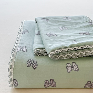 Juego de Sábanas Planas de Algodón Transpirable con Encaje Estampado YIXUAN CD001 para <span class=keywords><strong>Cama</strong></span> Doble/Individual con Funda de Almohada - Product Image 2