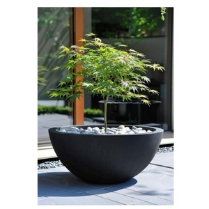 Vaso <span class=keywords><strong>di</strong></span> <span class=keywords><strong>fiori</strong></span> rotondo in fibra <span class=keywords><strong>di</strong></span> vetro resistente con finitura verniciante per decorazioni per la casa e il giardino - Product Image 3