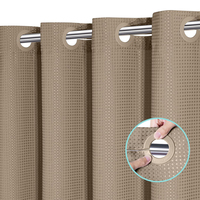 Prix de gros 120GSM vert olive sans crochet tissage gaufré rideau de douche sans crochet pour décor de salle de bain d'hôtel