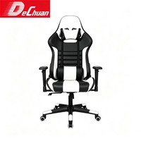 Chaise de jeu de style racing en cuir PU à dossier haut, pivotante et inclinable, avec appui-tête pour bureau