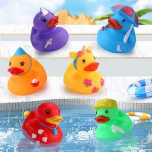 Juguetes de baño para bebés, coloridos patos de <span class=keywords><strong>goma</strong></span> con sonido exprimible, patos flotantes de <span class=keywords><strong>goma</strong></span> suave, <span class=keywords><strong>bañera</strong></span> de bebé, juguetes de ducha para niños pequeños - Product Image 1