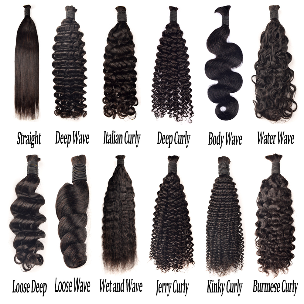 Vast Hair KAMA Wholesale Raw Human Hair Braiding Bulk Hair Natural Black Wet and Wave Curl Boho Knotless Human Braiding Hair Bundles thumbnail 4