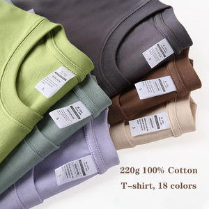 Camiseta Premium de Algodón 220G con Cuello Redondo y <span class=keywords><strong>Manga</strong></span> <span class=keywords><strong>Corta</strong></span> para <span class=keywords><strong>Hombre</strong></span>, Camiseta Personalizada con Bordado para <span class=keywords><strong>Hombre</strong></span>, Camiseta Suave para Bordado de Marca - Product Image 1