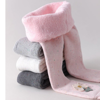 Polaire corail à motifs floraux avec fil à pois Collants d'hiver pour filles Chaussettes confortables Enfants 0-5 ans Chaud Épais Collants Leggings Pantalons