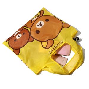 Cute Cartoon Rilakkuma Bear <b>Big</b> Foldable Reusable Shopping Bags Folding Shopper Bag Eco Grocery Bag Women Kids Tote <b>Handbag</b> - Product Image 6