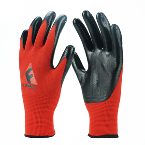 Guantes de trabajo lisos de alta resistencia, Guantes Recubiertos de nitrilo, rojo y negro, agarre firme, recubiertos de nitrilo - Product Image 6