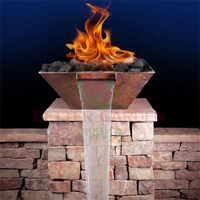 Moderne Stahl Wasserfall Feuerstelle mit Feuerschale Pool Feuer brunnen Combo