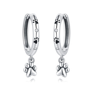 Pendientes de Borla con Huella de Pata de Mascota en Latón y Cobre Blanco de la Serie Animal - Regalo Creativo para Mujeres - Product Image 4