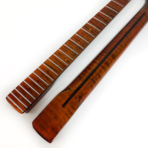 22 Fret ST Electric Guitar <strong>Necks</strong> Dark Brown Glossy Finished Tiger Flame Maple Guitar <strong>Neck</strong> for Guitar Replacement - Product Image 1
