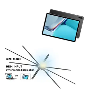 מחשב לוח 180 ס""מ מאוורר הולוגרפי תלת מימד HDMI-סינכרון מחשב אינטראקטיבי סטרים חי 3D הולוגרמה מאוורר HDMI-INPUT