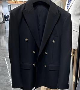 Vendita calda giacca da <span class=keywords><strong>uomo</strong></span> Slim Fit nuovo Design <span class=keywords><strong>doppiopetto</strong></span> tinta unita per riunioni di lavoro - Product Image 5