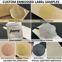 Autocollants ronds personnalisés de luxe en aluminium gaufré, étiquettes imperméables à l'eau avec estampage argent mat