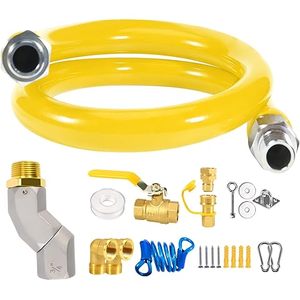 Kit <span class=keywords><strong>de</strong></span> 2 tuyaux <span class=keywords><strong>de</strong></span> gaz <span class=keywords><strong>de</strong></span> 48 pouces, raccord rapide à passage complet <span class=keywords><strong>de</strong></span> 3/4 pouces, ligne flexible lisse résistante à la corrosion, 2 raccords coudés <span class=keywords><strong>de</strong></span> retenue - Product Image 4