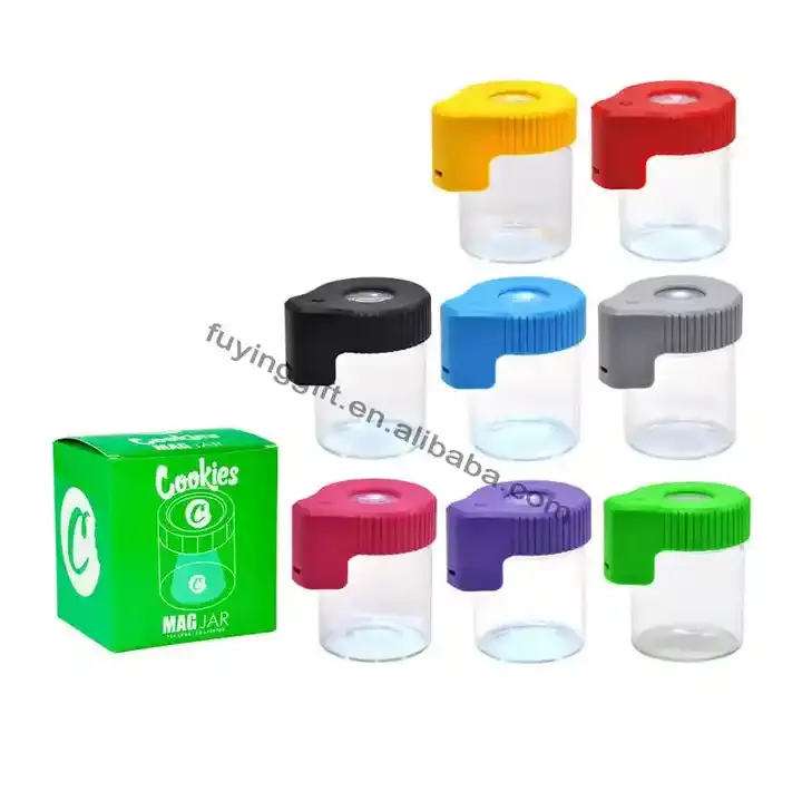 2024 meist verkaufte benutzer definierte Logo LED luftdichte Lupe Glas Viewing Herb Stash Container Gläser mit LED-Licht