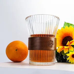 Japon tarzı dikey desen uzun borosilikat cam kupa çay bardağı yüksek değer Latte kupası el demlenmiş kahve fincanı