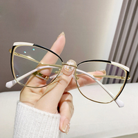 MK24070101 Nuevo Diseño de Moda, Monturas Ópticas Metálicas Estilo Ojo de Gato para Mujer, Lentes Transparentes con Filtro de Luz Azul, Gafas