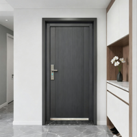 Porte d'entrée de sécurité en acier robuste moderne avec serrure intelligente automatique antivol, résistance au feu 60 minutes, pour usage extérieur de villas et hôtels