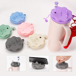 Gelas silikon dapat dipakai ulang tutup cangkir <span class=keywords><strong>Tumbler</strong></span> dengan pegangan tutup pengganti tempat ponsel untuk StanLey 40oz - Product Image 1