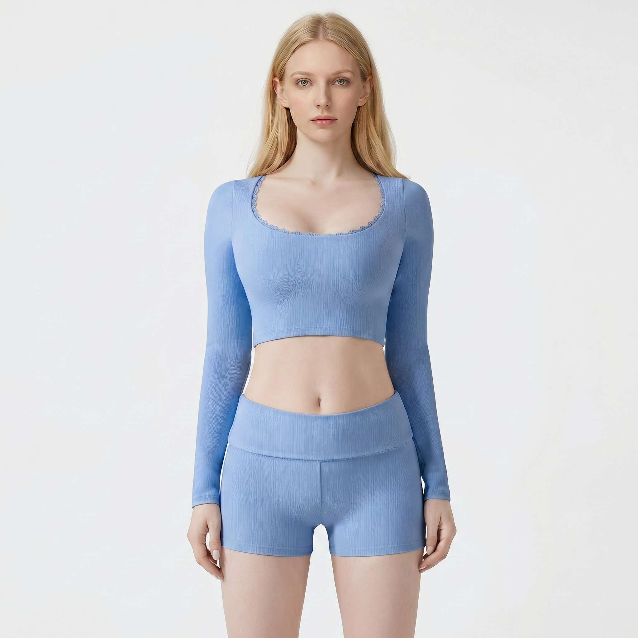 Autumn Women's Ribbed Tight Breathable Long-sleeved T-shirt Yoga Clothes Running Quick-drying Fitness