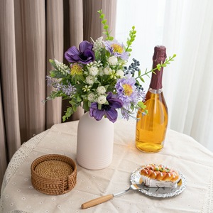 Bouquet de fleurs artificielles CallaFloral, camélia violet en mousse plastique, décoration d'intérieur, accessoires de mariage CF02103 - Product Image 1