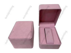<b>Red</b> Velvet Rectangle <b>Watch</b> Box With Snap Closure Protective Inner Lining - Product Image 2