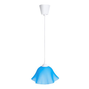 Lampada a sospensione in plastica blu E27, senza sorgente luminosa, ideale per decorare gli spazi e fornire illuminazione ambientale. - Product Image 1
