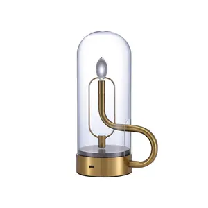 Rechargeable Touch Nordic Light Luxury Wine Table Ambient Light Industrial Style Candle Table Lamp Flame Water Drop Table Lamp