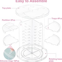 Boîte de rangement cosmétique en plastique ronde transparente 360 organisateur de maquillage acrylique rotatif