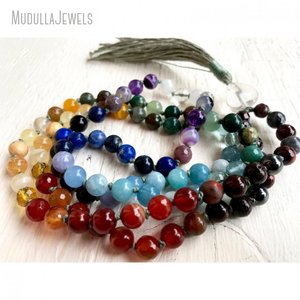 MN31873 Collar Mala <span class=keywords><strong>de</strong></span> 7 Chakras, Joyería <span class=keywords><strong>de</strong></span> Piedra <span class=keywords><strong>de</strong></span> Cuarzo <span class=keywords><strong>de</strong></span> Cristal Curativo para Yoga, Oración, 108 Cuentas Mala Hechas a Mano - Product Image 1