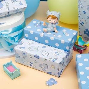 MAYPLUSS Baby <b>Wrapping</b> <b>Paper</b> 17Inch X 16.5Feet Blue Boy Snapsuit Bottles Design For Baby Shower First Birthday - Product Image 5