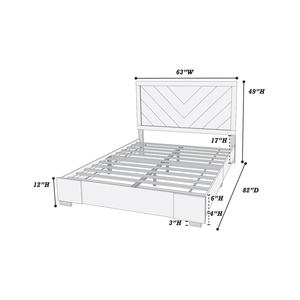 DB contemporain 1pc européen classique luxe lit queen size lignes uniques tête de lit en bois finition grise meubles de chambre à coucher pour la maison - Product Image 4