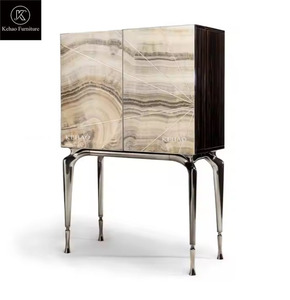 Precio al por Mayor: Mueble Vinoteca de Lujo para Sala de Estar, Acero Inoxidable con Mármol Natural y Espejo, Modelo Fowt10 - Product Image 6