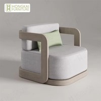 Ensemble de salon extérieur moderne en teck avec chaise longue, canapé et table basse, coussins imperméables, couleur personnalisable pour salon, patio, hôtels
