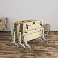Bureau pliant moderne en panneaux de bois pour bureau, maison, école, hôtel, atelier, formation, table de conférence