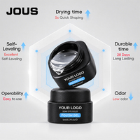 JOUS Gel de construction transparent à séchage rapide, sans chaleur et sans HEMA, 1 kg, Gel de construction acrylique pour extension d'ongles, Résine, Gel de construction russe en bouteille