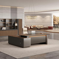 Scrivania Direzionale Moderna a L con Mobile Laterale, Tavolo da Ufficio in Melammina per Manager/CEO, Arredamento per Ufficio Commerciale
