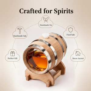 Barile in Quercia da un Gallone per Arredamento Casa con Specchio in Vetro e Supporto per Whiskey, Bourbon, Cocktail, Rum, Tequila, Idromele, <span class=keywords><strong>Vino</strong></span> - Product Image 3