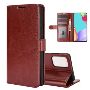 Casing Dompet Ponsel Kulit Asli, Penutup Belakang dengan Tempat Kartu untuk Samsung Galaxy A52 5G/A72 5G