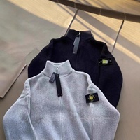 Cardigan unisexe de marque européenne et américaine, tendance, col montant, chaud, automne/hiver, coupe ample, pull tricoté, double fermeture éclair