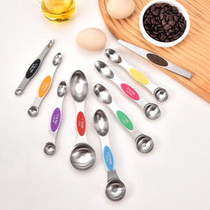 ช้อนตวงสแตนเลสชุด 9 ชิ้นแบบแม่เหล็กวางซ้อนกันได้พร้อมสเกลคู่สำหรับทำอาหารและอบขนม - Product Image 4