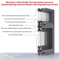 Fenêtres à battants modernes en aluminium à rupture de pont thermique, double vitrage, 22 mm, avec verrouillage à cinq points, insonorisées