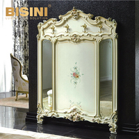 Armoire en feuille d'or française, table de console Antique avec miroir, décoration de hall de villa européenne, armoire de porche
