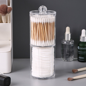 Double Layer Cotton Swab <b>Box</b> With Makeup Pad <b>Storage</b> Transparent Desktop Organizer Stackable For Bathroom Beauty Care - Product Image 4