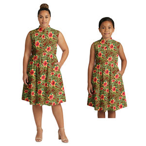 Aloha-Kleid Eltern-Kind-Outfits Maßgeschneidertes Design Samoanische Knopfleisten-Damenbekleidung Polynesische Frauen- und Mädchen-Mutter-Tochter-Midiröcke - Product Image 6