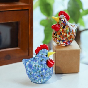 Niedliche Handgeblasene Bunte Hahn-Glasfigur <span class=keywords><strong>Mini</strong></span> Huhn Tierfigur Kunstglas-Ornament Tischdekoration Sammlerstück Geschenk - Product Image 5