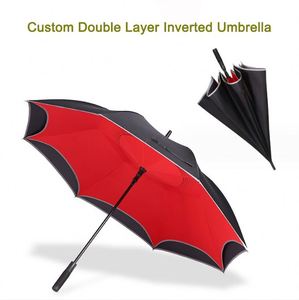 Parapluie de golf inversé double couche coupe-vent robuste avec logo, impression personnalisée, prix d'usine, vente en gros, pour la pluie - Product Image 2