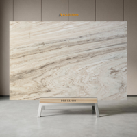 Parquet Linéaire Élégant Effet Bois Marbre Beige Poli Minimaliste Moderne pour Salles à Manger, Villas, Hôtels Haut de Gamme et Salons de Luxe