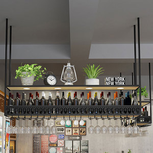 Porte-verres mural moderne en fer forgé pour gobelets inversés, support à vin suspendu pour restaurant 10-19 - Product Image 1