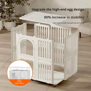 Nhựa Nhà Vật Nuôi 4-Bánh Xe Di Chuyển Mèo & Con Chó Lồng Cho Tất Cả Các Mùa Dễ Dàng Để Làm Sạch Đồ Nội Thất Vật Nuôi Cao-Minh Bạch Acrylic Cửa - Product Image 4