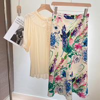 Jupes d'été imprimées de fleurs Femmes Midi Longueur genou Élégant Taille haute Personnalisé Femme